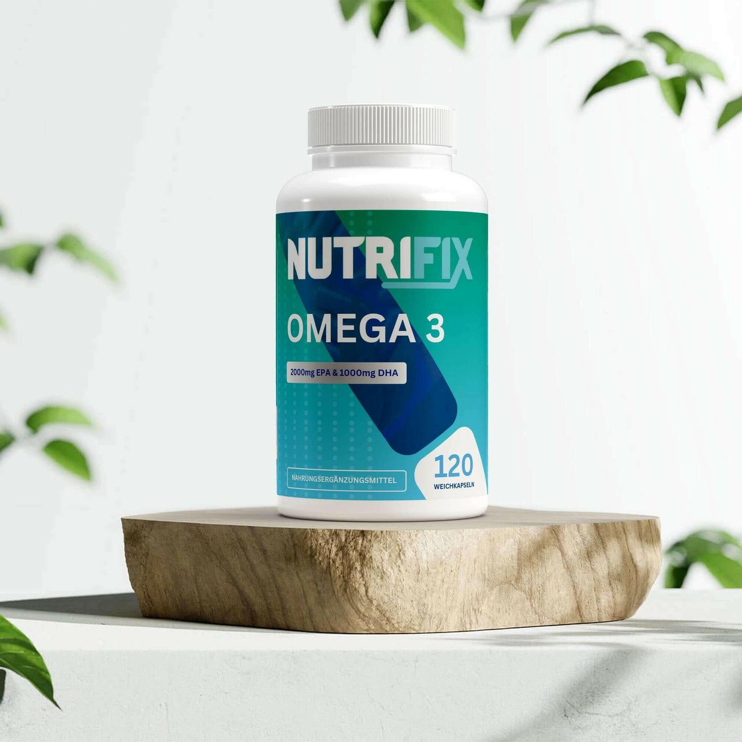 Omega 3 Kapseln Bundle von Nutrifix, hochwertiges und veganes Nahrungsergänzungsmittel aus Deutschland. Unterstützt die Gesundheit mit besten Inhaltsstoffen..