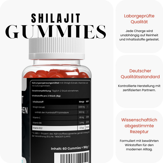 Premium Shilajit Gummies 1000 + Vitamin C,B6, B12 - 60 Stk