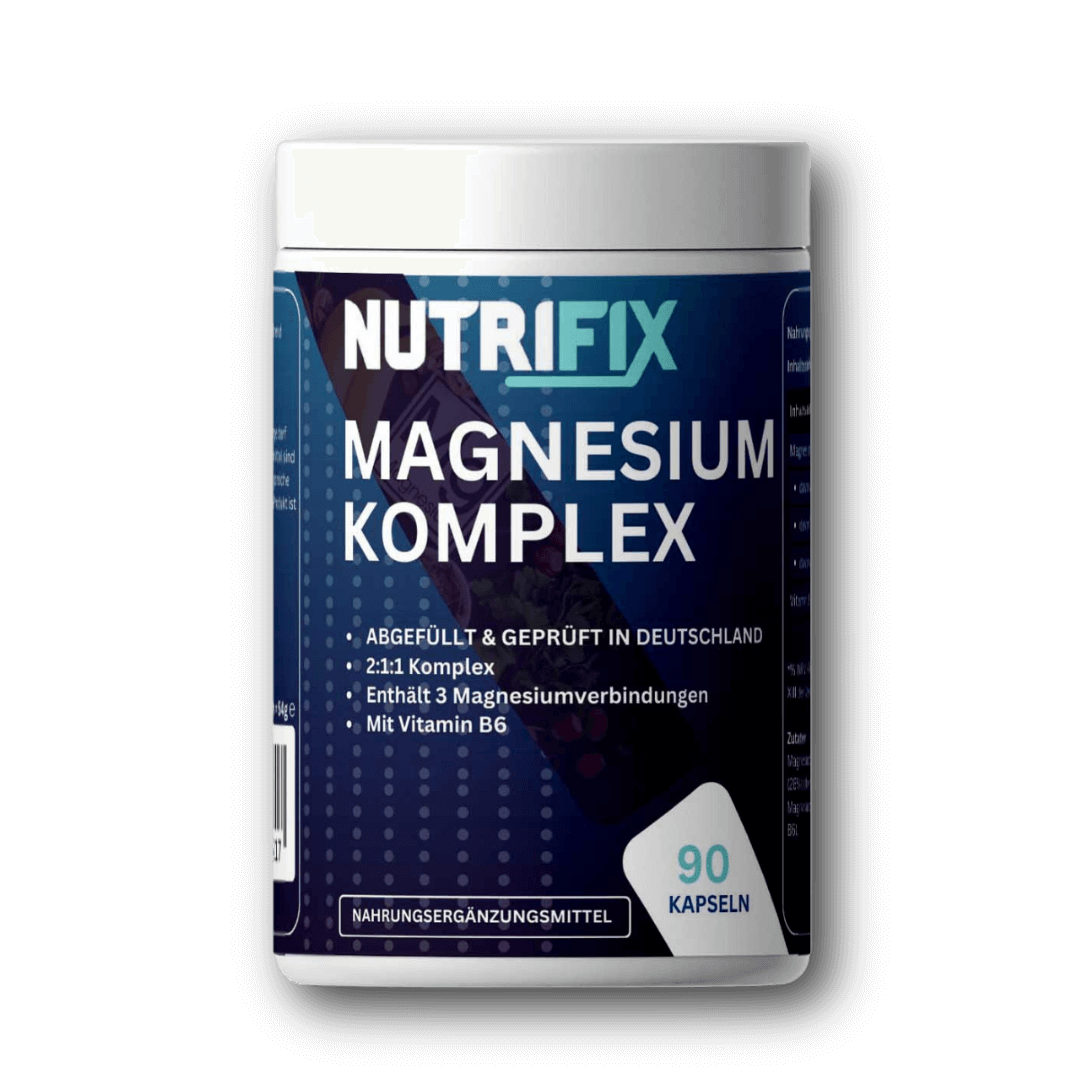 Magnesium Komplex Kapseln Bundle von Nutrifix, hochwertiges und veganes Nahrungsergänzungsmittel aus Deutschland. Unterstützt die Gesundheit mit besten Inhaltsstoffen..