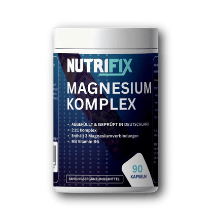 Magnesium Komplex Kapseln Bundle von Nutrifix, hochwertiges und veganes Nahrungsergänzungsmittel aus Deutschland. Unterstützt die Gesundheit mit besten Inhaltsstoffen..