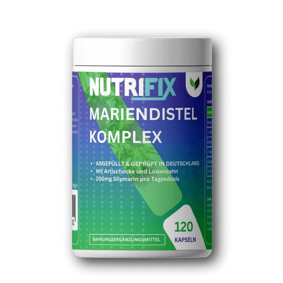 Mariendistel Artischocke Löwenzahn Komplex Bundle von Nutrifix, hochwertiges und veganes Nahrungsergänzungsmittel aus Deutschland. Unterstützt die Gesundheit mit besten Inhaltsstoffen..