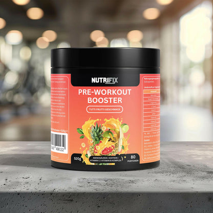 Pre-Workout Booster - Tutti Frutti Bundle von Nutrifix, hochwertiges und veganes Nahrungsergänzungsmittel aus Deutschland. Unterstützt die Gesundheit mit besten Inhaltsstoffen..