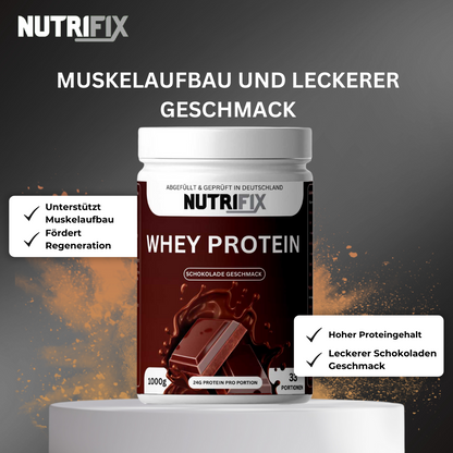 Premium Whey - Schokolade Bundle von Nutrifix, hochwertiges und veganes Nahrungsergänzungsmittel aus Deutschland. Unterstützt die Gesundheit mit besten Inhaltsstoffen..